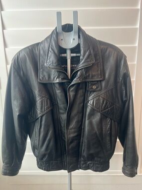Men’s Wilson Black Leather Bomber Jacket